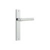 Door Lever Helsinki on Long Backplate Pair Polished Chrome H240xW38xP44mm in Polished Chrome