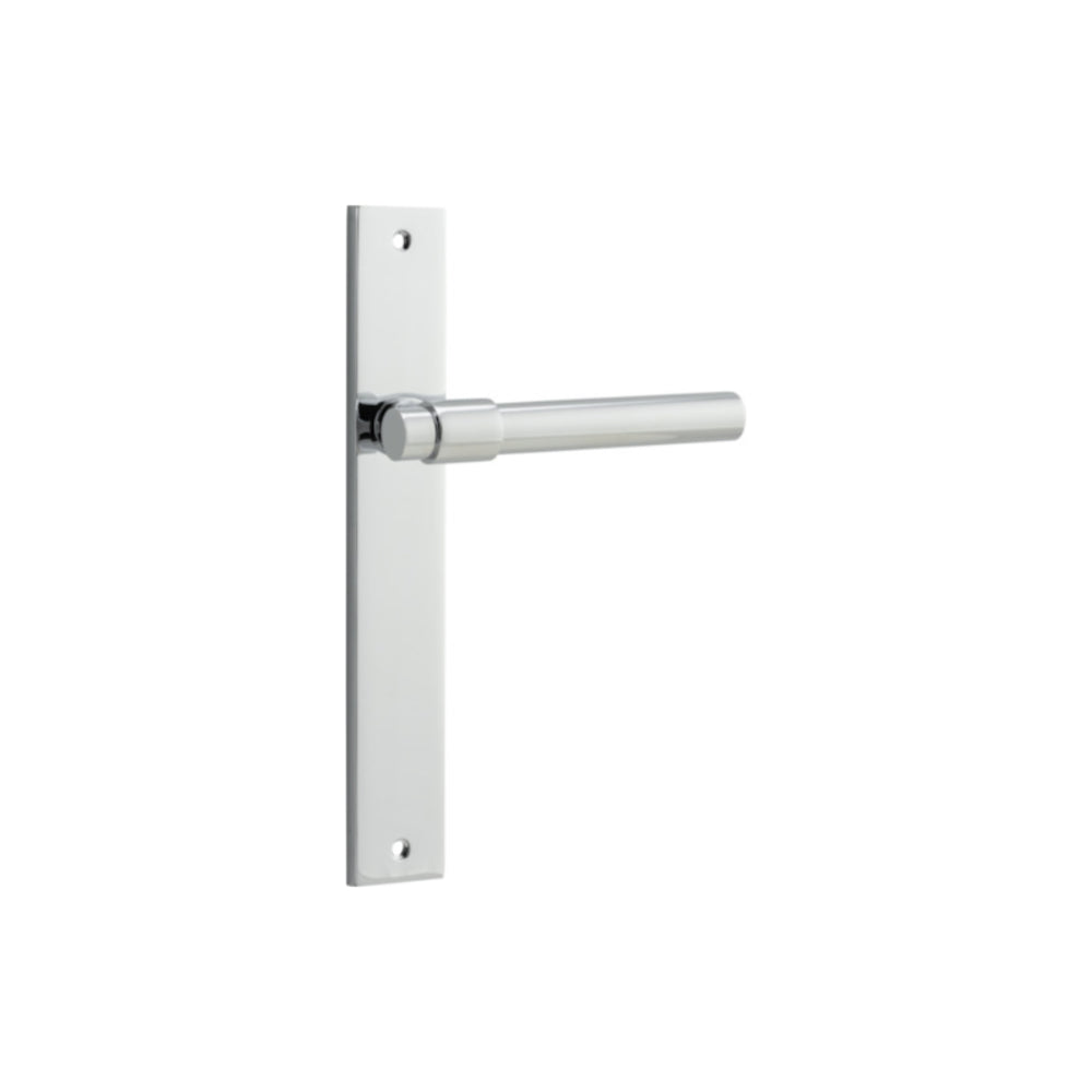 Door Lever Helsinki on Long Backplate Pair Polished Chrome H240xW38xP44mm in Polished Chrome