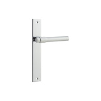 Door Lever Helsinki on Long Backplate Pair Polished Chrome H240xW38xP44mm in Polished Chrome