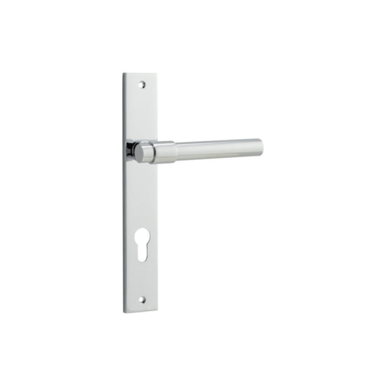 Door Lever Helsinki Rectangular Euro Pair Polished Chrome CTC85mm H240xW38xP44mm in Polished Chrome