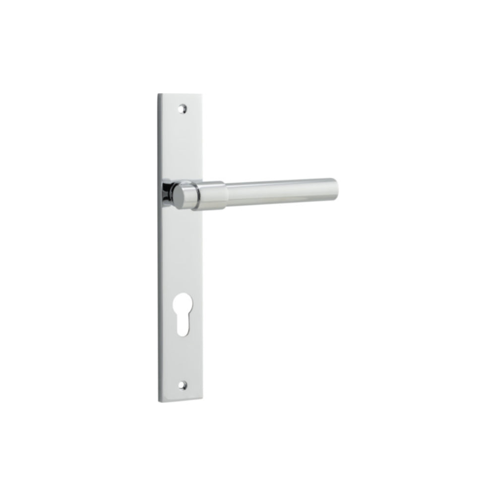 Door Lever Helsinki Rectangular Euro Pair Polished Chrome CTC85mm H240xW38xP44mm in Polished Chrome