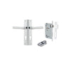 Door Lever Helsinki Rectangular Euro Pair Polished Chrome CTC85mm H240xW38xP44mm Entrance Kit, Mortice Lock Euro Polished Chrome CTC85mm Backset 60mm, Euro Cylinder Dual Function 5 Pin Polished Chrome L65mm KA1 in Polished Chrome