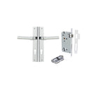 Door Lever Helsinki Rectangular Euro Pair Polished Chrome CTC85mm H240xW38xP44mm Entrance Kit, Mortice Lock Euro Polished Chrome CTC85mm Backset 60mm, Euro Cylinder Dual Function 5 Pin Polished Chrome L65mm KA1 in Polished Chrome