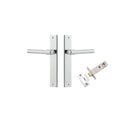 Door Lever Helsinki Rectangular Latch Pair Polished Chrome H240xW38xP44mm Passage Kit, Tube Latch Split Cam 'T' Striker Polished Chrome Backset 60mm in Polished Chrome