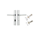 Door Lever Helsinki Rectangular Privacy Pair Polished Chrome CTC85mm H240xW38xP44mm Privacy Kit, Tube Latch Split Cam 'T' Striker Polished Chrome Backset 60mm, Privacy Bolt Round Bolt Polished Chrome Backset 60mm in Polished Chrome