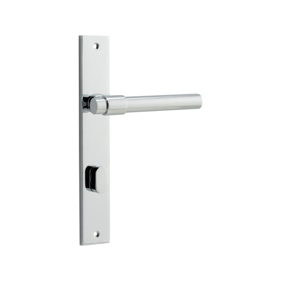 Door Lever Helsinki Rectangular Privacy Pair Polished Chrome CTC85mm H240xW38xP44mm in Polished Chrome