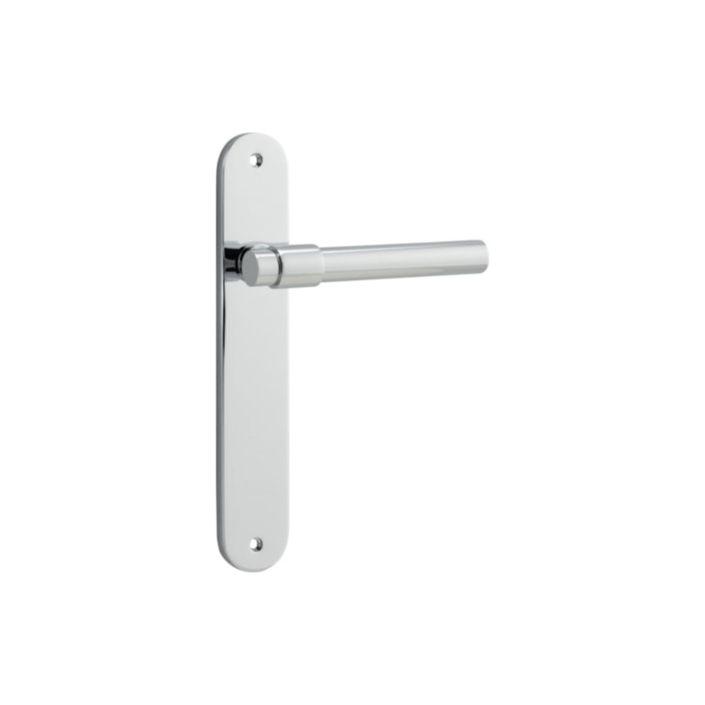 Door Lever Helsinki Oval Latch Pair Polished Chrome H240xW40xP44mm in Polished Chrome