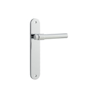 Door Lever Helsinki Oval Latch Pair Polished Chrome H240xW40xP44mm in Polished Chrome