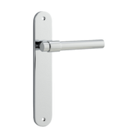 Door Lever Helsinki Oval Latch Pair Polished Chrome H240xW40xP44mm in Polished Chrome