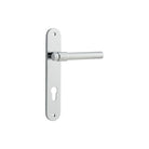 Door Lever Helsinki Oval Euro Pair Polished Chrome CTC85mm H240xW40xP44mm in Polished Chrome