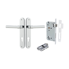 Door Lever Helsinki Oval Euro Pair Polished Chrome CTC85mm H240xW40xP44mm Entrance Kit Mortice Lock Euro Polished Chrome CTC85mm Backset 60mm, Euro Cylinder Dual Function 5 Pin Polished Chrome L65mm KA1 in Polished Chrome