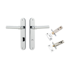 Door Lever Helsinki Oval Privacy Pair Polished Chrome CTC85mm H240xW40xP44mm Privacy Kit Tube Latch Split Cam 'T' Striker Polished Chrome Backset 60mm, Privacy Bolt Round Bolt Polished Chrome Backset 60mm in Polished Chrome
