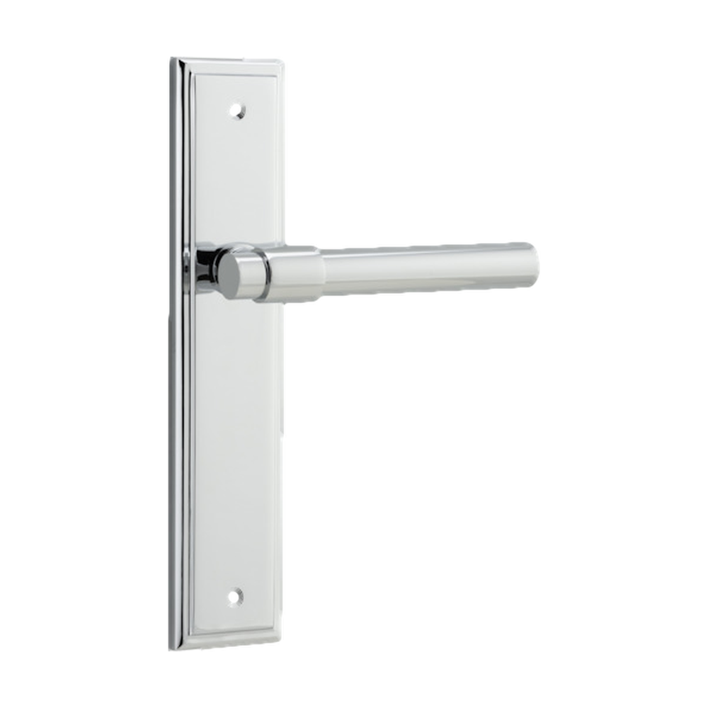 Door Lever Helsinki Stepped Latch Pair Polished Chrome H237xW50xP44mm in Polished Chrome