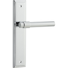 Pair of Iver Helsinki lever door handles on stepped backplates, featuring modern black finish and sleek design.