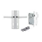 Door Lever Helsinki Stepped Euro Pair Polished Chrome CTC85mm H237xW50xP44mm Entrance Kit Mortice Lock Euro Polished Chrome CTC85mm Backset 60mm Euro Cylinder Key Thumb 6 Pin Polished Chrome L70mm KA1 in Polished Chrome