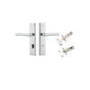 Door Lever Helsinki Stepped Privacy Pair Polished Chrome CTC85mm H237xW50xP44mm Inbuilt Privacy Kit Tube Latch Split Cam 'T' Striker Polished Chrome Backset 60mm Privacy Bolt Round Bolt Polished Chrome Backset 60mm in Polished Chrome