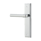 Door Lever Helsinki Stepped Latch Left Hand Fixed Polished Chrome L137xP61mm BPH237xW50mm in Polished Chrome