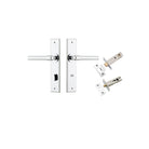 Door Lever Helsinki Chamfered Privacy Polished Chrome CTC85mm L137xP60mm BPH240xW50mm Privacy Kit Tube Latch Split Cam 'T' Striker Polished Chrome Backset 60mm, Privacy Bolt Round Bolt Polished Chrome Backset 60mm in Polished Chrome