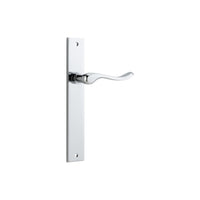 Door Lever Stirling on Long Backplate Pair Polished Chrome H240xW38xP64mm in Polished Chrome