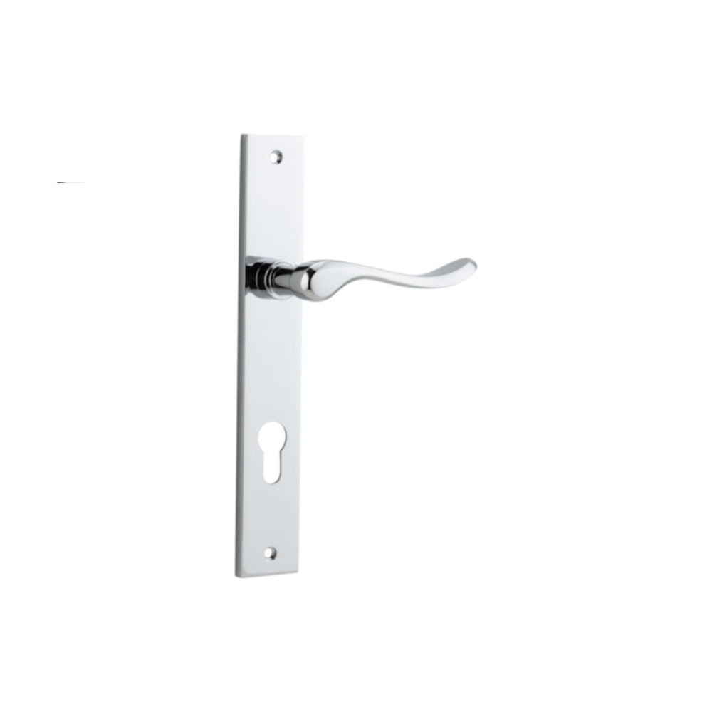 Door Lever Stirling Rectangular Euro Pair Polished Chrome CTC85mm H240xW38xP64mm in Polished Chrome