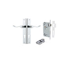 Door Lever Stirling Rectangular Euro Pair Polished Chrome CTC85mm H240xW38xP64mm Entrance Kit, Mortice Lock Euro Polished Chrome CTC85mm Backset 60mm, Euro Cylinder Dual Function 5 Pin Polished Chrome L65mm KA1 in Polished Chrome