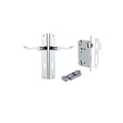 Door Lever Stirling Rectangular Euro Pair Polished Chrome CTC85mm H240xW38xP64mm Entrance Kit, Mortice Lock Euro Polished Chrome CTC85mm Backset 60mm, Euro Cylinder Key Thumb 6 Pin Polished Chrome L70mm KA1 in Polished Chrome