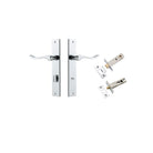 Door Lever Stirling Rectangular Privacy Pair Polished Chrome CTC85mm H240xW38xP64mm Privacy Kit, Tube Latch Split Cam 'T' Striker Polished Chrome Backset 60mm, Privacy Bolt Round Bolt Polished Chrome Backset 60mm in Polished Chrome