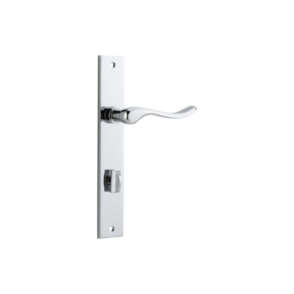 Door Lever Stirling Rectangular Privacy Pair Polished Chrome CTC85mm H240xW38xP64mm in Polished Chrome