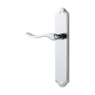 Door Lever Stirling Shouldered Latch Left Hand Fixed Polished Chrome L116xP64mm BPH250xW48mm in Polished Chrome