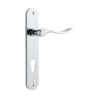 Door Lever Stirling Oval Euro Pair Polished Chrome CTC85mm H240xW40xP64mm in Polished Chrome