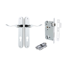 Door Lever Stirling Oval Euro Pair Polished Chrome CTC85mm H240xW40xP64mm Entrance Kit Mortice Lock Euro Polished Chrome CTC85mm Backset 60mm, Euro Cylinder Dual Function 5 Pin Polished Chrome L65mm KA1 in Polished Chrome