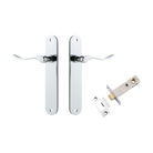 Door Lever Stirling Oval Latch Pair Polished Chrome H240xW40xP64mm Passage Kit Tube Latch Split Cam 'T' Striker Polished Chrome Backset 60mm in Polished Chrome