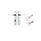 Door Lever Stirling Oval Privacy Pair Polished Chrome CTC85mm H240xW40xP64mm Privacy Kit Tube Latch Split Cam 'T' Striker Polished Chrome Backset 60mm, Privacy Bolt Round Bolt Polished Chrome Backset 60mm in Polished Chrome