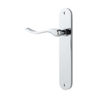 Door Lever Stirling Oval Latch Left Hand Fixed Polished Chrome L116xP62mm BPH240xW40mm in Polished Chrome