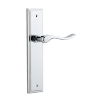Door Lever Stirling Stepped Latch Pair Polished Chrome H237xW50xP64mm in Polished Chrome