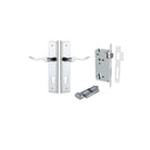 Door Lever Stirling Stepped Euro Pair Polished Chrome CTC85mm H237xW50xP64mm Entrance Kit Mortice Lock Euro Polished Chrome CTC85mm Backset 60mm, Euro Cylinder Key Thumb 6 Pin Polished Chrome L70mm KA1 in Polished Chrome