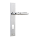 Door Lever Sarlat Rectangular Euro Brushed Chrome CTC85mm H240xW38xP55mm in Brushed Chrome