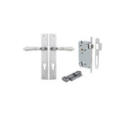 Door Lever Sarlat Rectangular Euro Brushed Chrome CTC85mm H240xW38xP55mm Entrance Kit, Mortice Lock Euro Brushed Chrome CTC85mm Backset 60mm, Euro Cylinder Key Thumb 6 Pin Brushed Chrome L70mm KA1 in Brushed Chrome