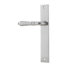 Door Lever Sarlat Rectangular Latch Left Hand Fixed Brushed Chrome L111xP53mm BPH240xW38mm in Brushed Chrome
