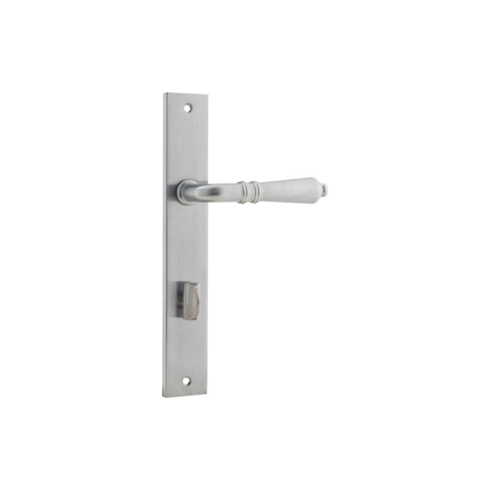 Pair of Iver Sarlat lever handles on rectangular backplates, designed for door hardware installation.