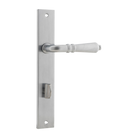 Door Lever Sarlat Rectangular Privacy Brushed Chrome CTC85mm H240xW38xP55mm in Brushed Chrome
