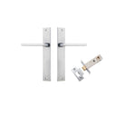 Pair of Iver Baltimore lever door handles on rectangular backplates, featuring a sleek, modern design in a polished finish.
