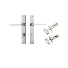 Pair of Iver Baltimore lever door handles on rectangular backplates, featuring a sleek, modern design in a polished finish.