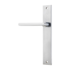 Door Lever Baltimore Rectangular Latch Left Hand Fixed Brushed Chrome L118xP54mm BPH240xW38mm in Brushed Chrome