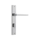 Pair of Iver Baltimore lever door handles on rectangular backplates, featuring a sleek, modern design in a polished finish.