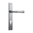 Door Lever Verona Rectangular Euro Brushed Chrome CTC85mm H237xW50xP59mm in Brushed Chrome