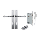 Door Lever Verona Rectangular Euro Brushed Chrome CTC85mm H240xW38xP59mm Entrance Kit, Mortice Lock Euro Brushed Chrome CTC85mm Backset 60mm, Euro Cylinder Dual Function 5 Pin Brushed Chrome L65mm KA1 in Brushed Chrome