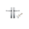 Door Lever Verona Rectangular Latch Brushed Chrome H240xW38xP59mm Passage Kit, Tube Latch Split Cam 'T' Striker Brushed Chrome Backset 60mm in Brushed Chrome