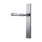 Door Lever Verona Rectangular Latch Left Hand Fixed Brushed Chrome L122xP56mm BPH240xW38mm in Brushed Chrome