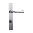 Door Lever Verona Rectangular Privacy Brushed Chrome CTC85mm H237xW50xP59mm in Brushed Chrome